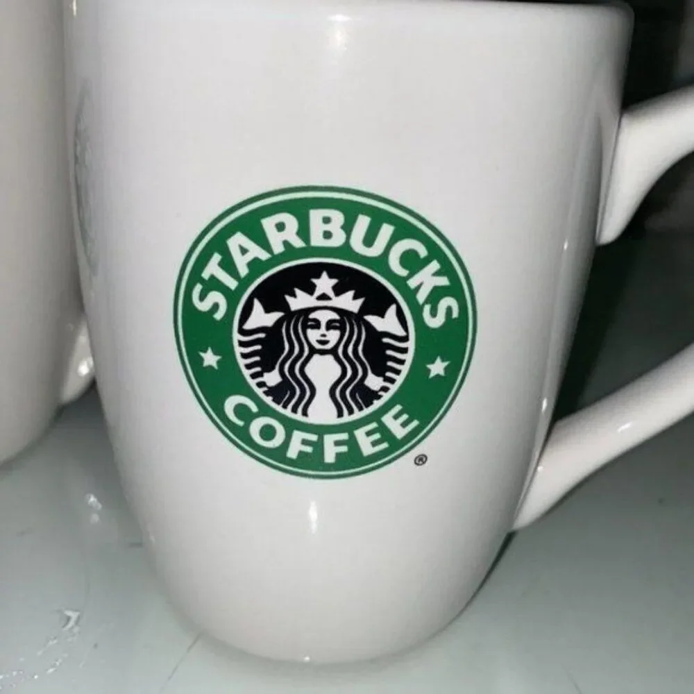 Starbucks Classic White Ceramic Coffee Mugs/Cups Set of 2 with Iconic Siren Logo